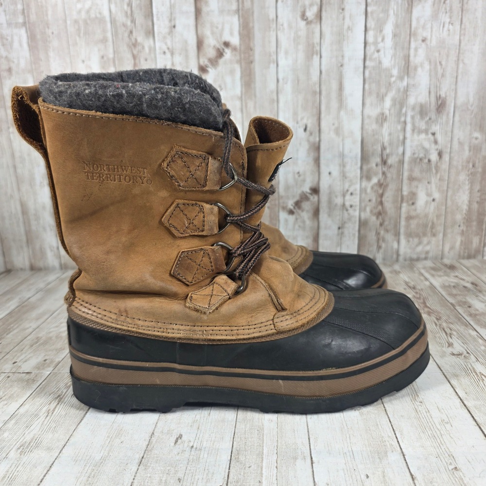 Northwest Territory Men Tan‎ Leather Winter Snow Boots Steel Shank Size 9
